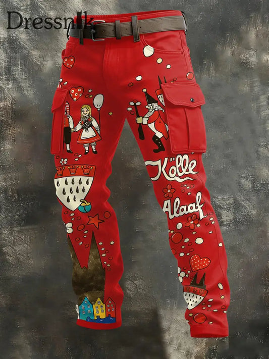 Herren Kölner Karnevals Bedruckte bequeme Hose als bild / S