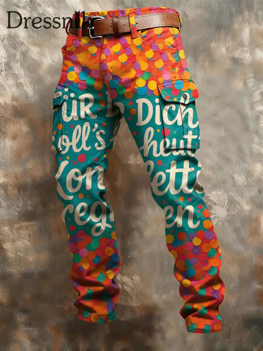 Herren Kölner Karnevals druck Retro Business Style Freizeit hose als bild / S