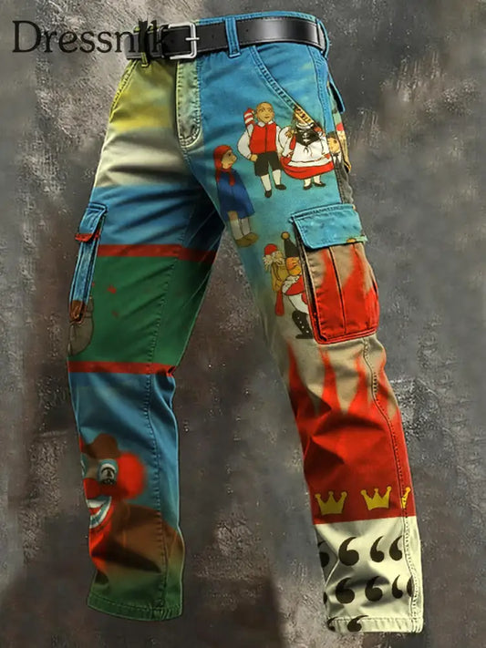 Herren Kölner Karnevals druck Retro Business Style Freizeit hose als bild / S