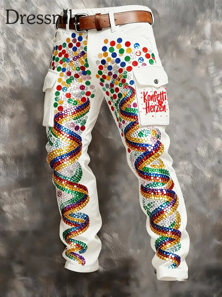 Herren Kölner Karnevals druck Retro Business Style Freizeit hose als bild / S