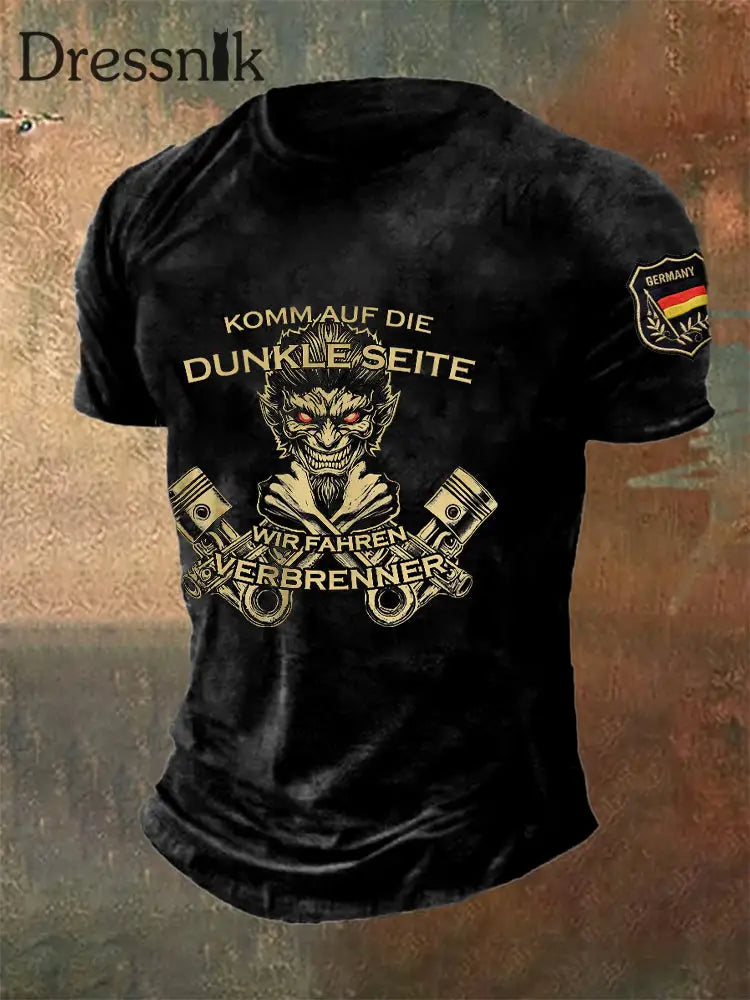 Herren Komm auf die Dunkle Seite. Wir fahren Ver brenner bedrucktes Kurzarm-T-Shirt Schwarz / S