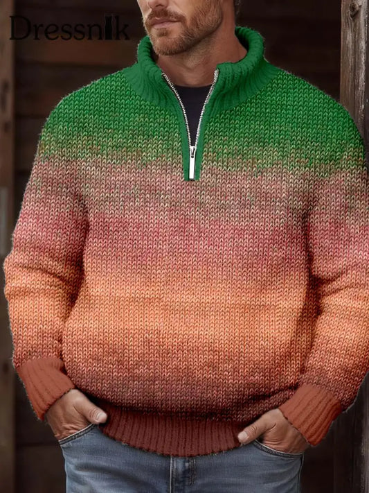 Herren Kontrast farbe Gemütlicher Strick pullover als bild / S