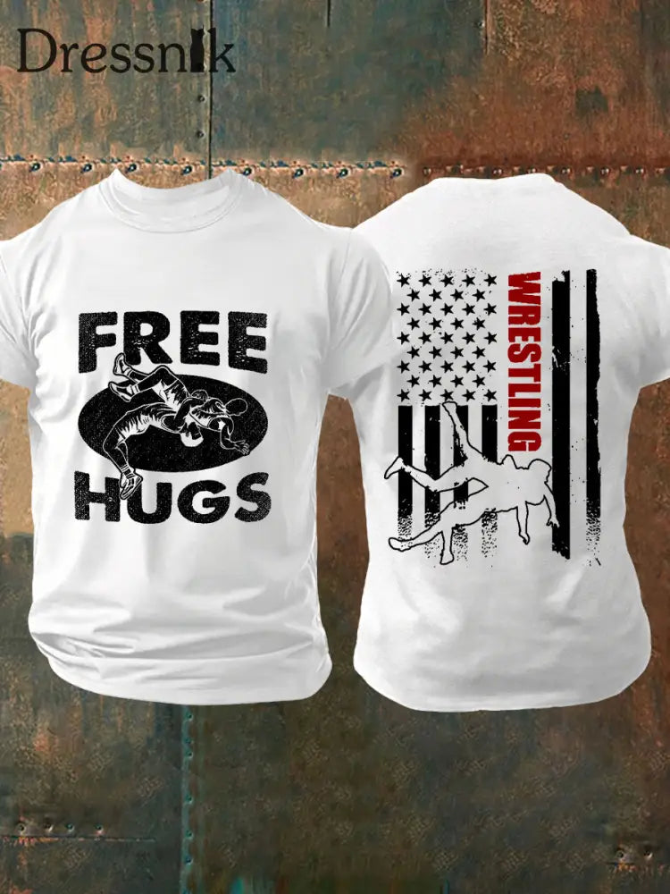 Herren kostenlose Umarmungen Wrestling T-Shirts Weiß / S