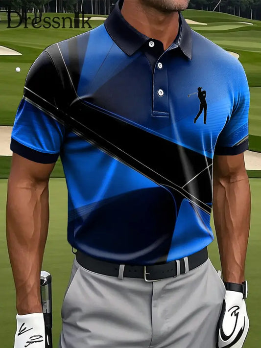 Herren-Kunst-abstraktes geometrisches Druck-lässiges Business-Polo-Shirt bunt / S