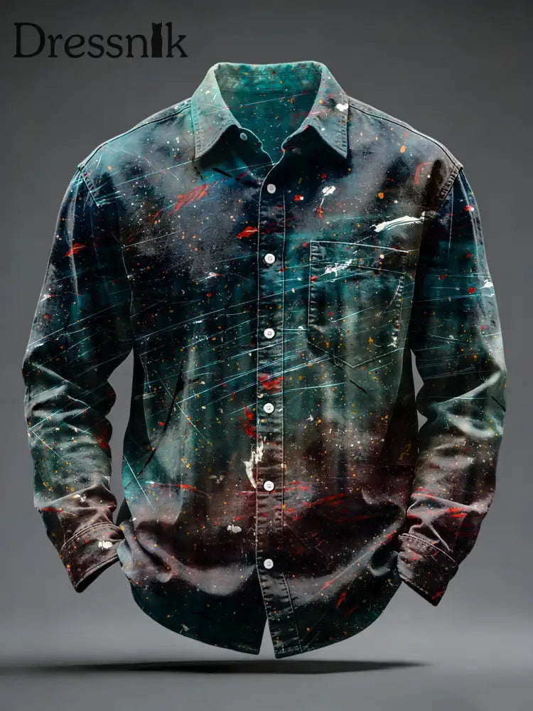 Herren Kunstdruck Mode Freizeit hemd mehrfarbig / S