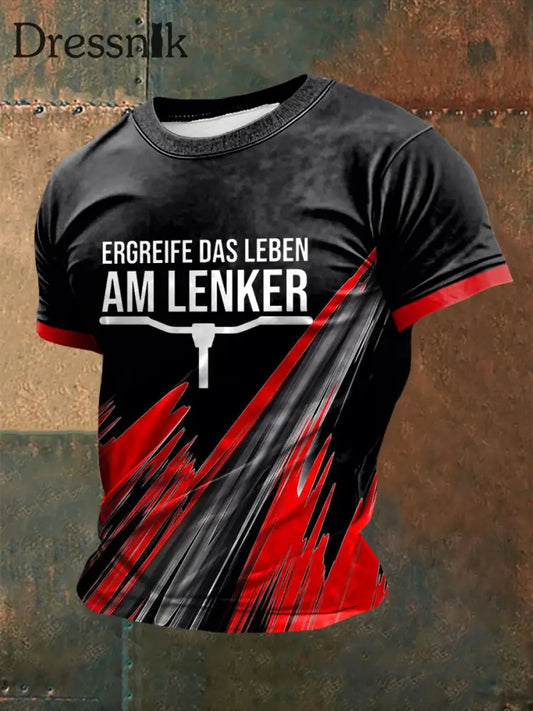 Herren-Kurzarm-T-Shirt Ergreife das Leben am Lenker bedruckt als bild / S