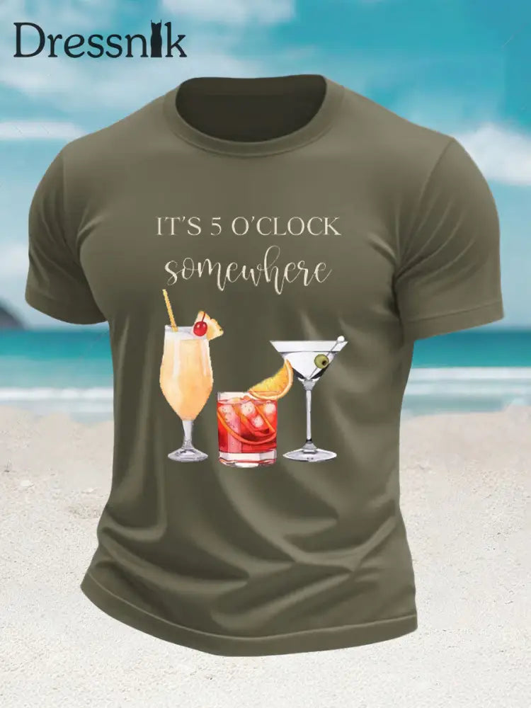 Herren-Kurzarm-T-Shirt Jimmy Buffett Day-Nachahmung aus Baumwolle Armee grün / S
