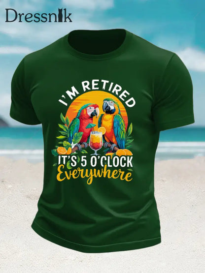 Herren-Kurzarm-T-Shirt Jimmy Buffett Day-Nachahmung aus Baumwolle Dunkelgrün / S