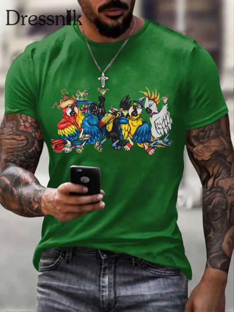 Herren-Kurzarm-T-Shirt Jimmy Buffett Day-Nachahmung aus Baumwolle Grün / S