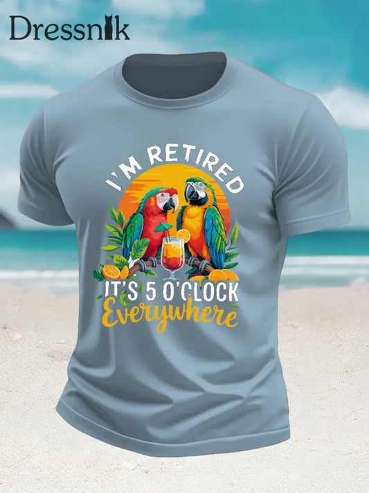 Herren-Kurzarm-T-Shirt Jimmy Buffett Day-Nachahmung aus Baumwolle Himmelblau / S
