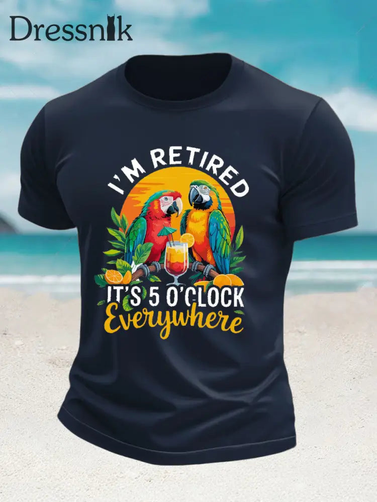 Herren-Kurzarm-T-Shirt Jimmy Buffett Day-Nachahmung aus Baumwolle Marineblau / S