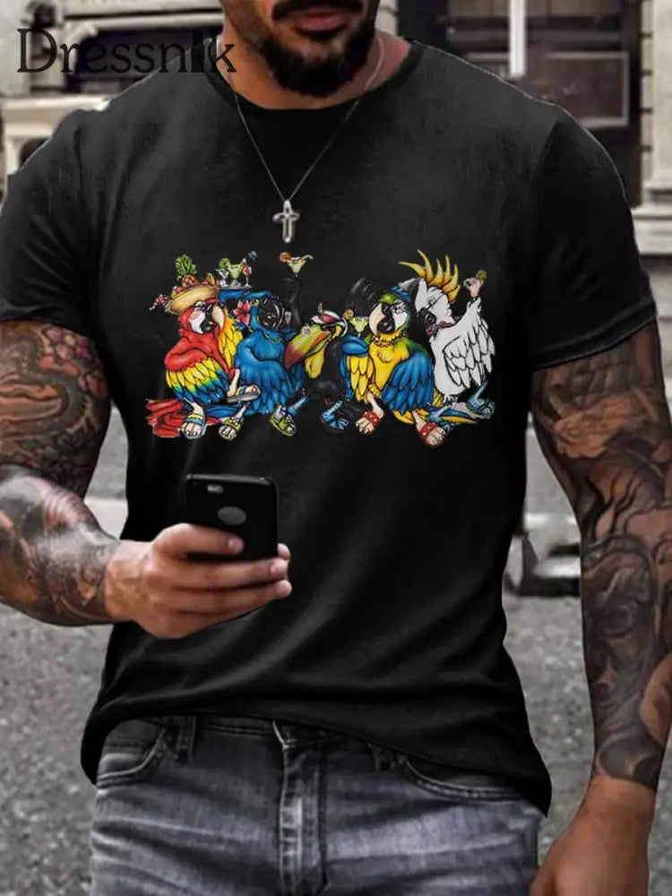 Herren-Kurzarm-T-Shirt Jimmy Buffett Day-Nachahmung aus Baumwolle Schwarz / S