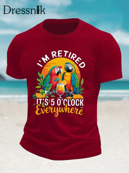 Herren-Kurzarm-T-Shirt Jimmy Buffett Day-Nachahmung aus Baumwolle Tiefrot / S