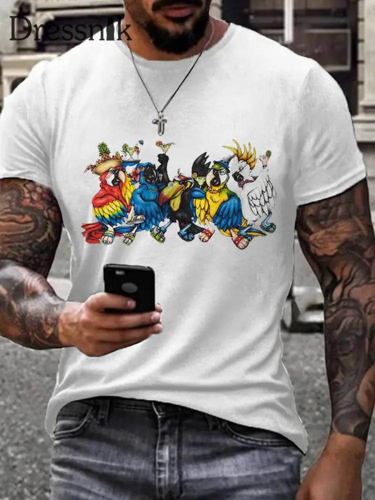 Herren-Kurzarm-T-Shirt Jimmy Buffett Day-Nachahmung aus Baumwolle Weiß / S