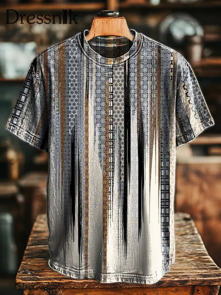 Herren-Kurzarm-T-Shirt mit abstraktem Streifen druck bunt / S