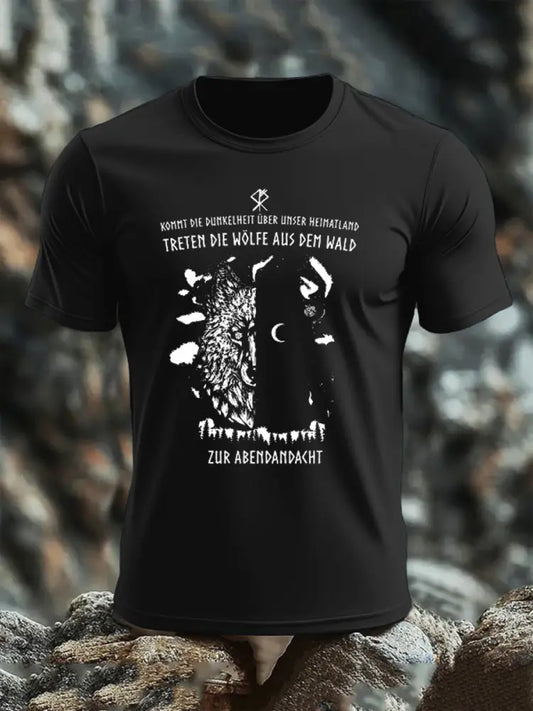 Herren-Kurzarm-T-Shirt Wölfe Schwarz / S