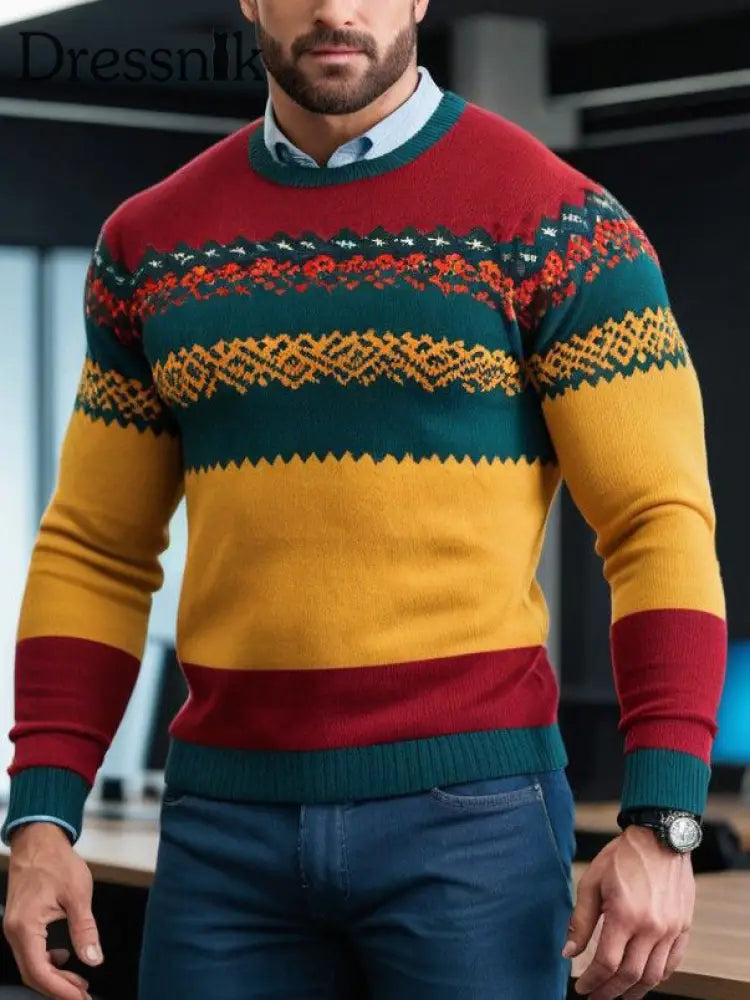 Herren lässig bedruckter Pullover als bild / S