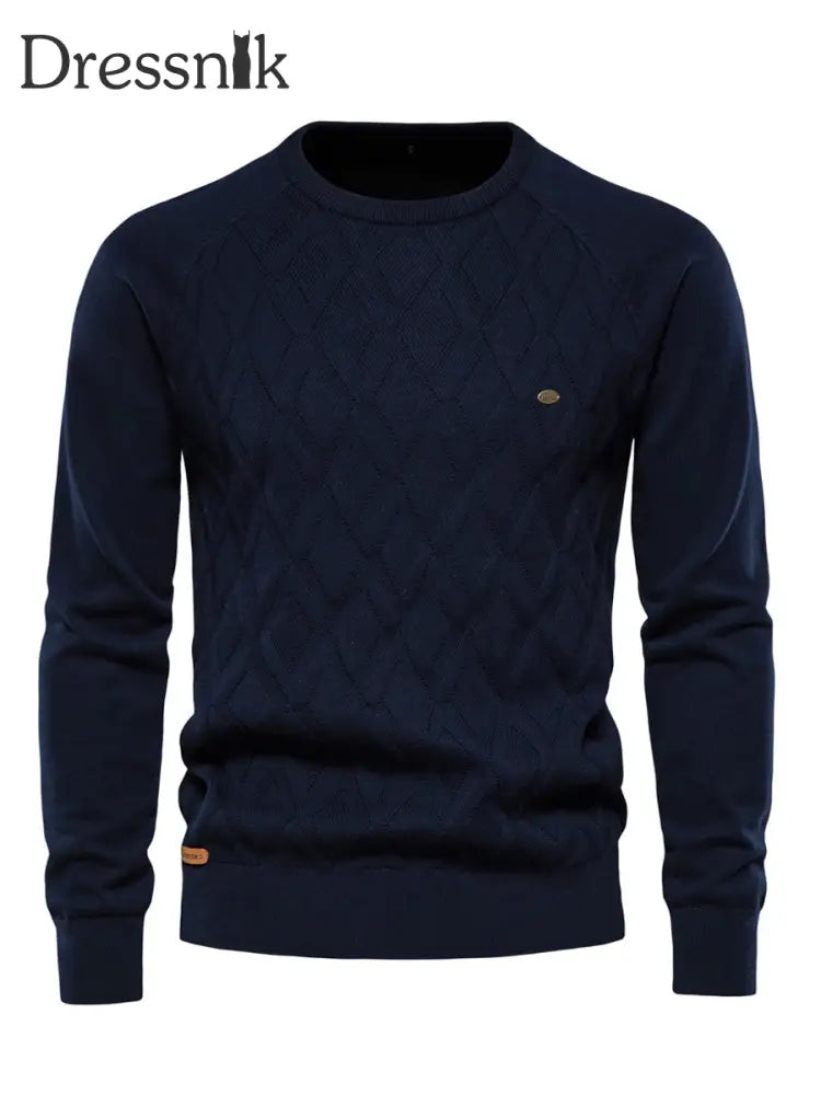 Herren lässig einfarbig gestrickter Pullover Blau / S