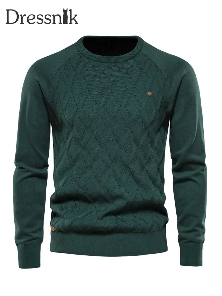 Herren lässig einfarbig gestrickter Pullover Grün / S