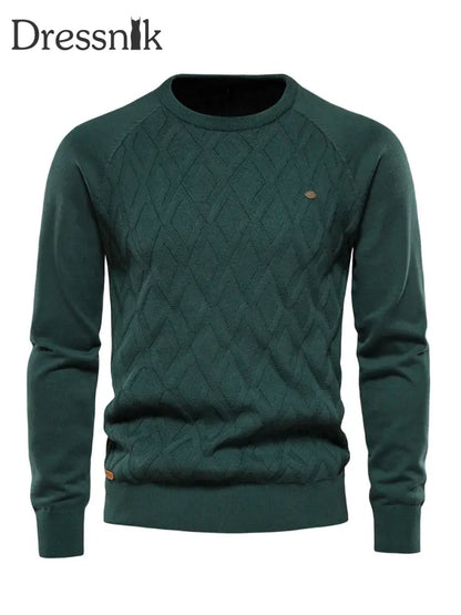 Herren lässig einfarbig gestrickter Pullover Grün / S