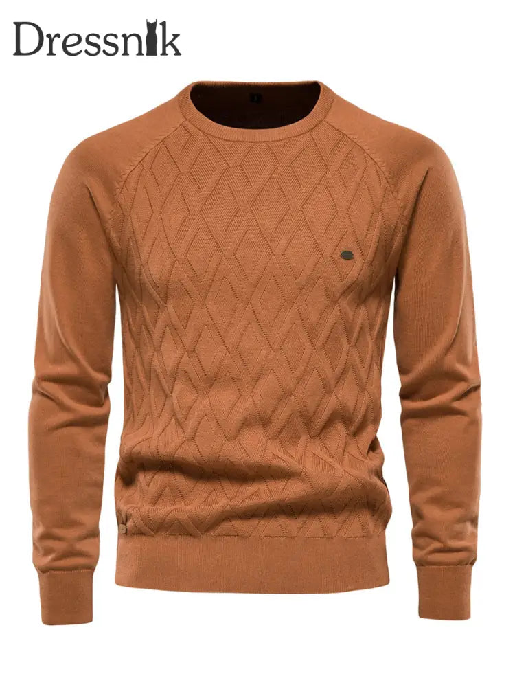 Herren lässig einfarbig gestrickter Pullover Orange / S