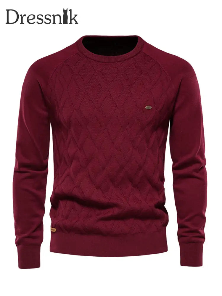 Herren lässig einfarbig gestrickter Pullover Rot / S