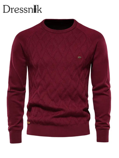 Herren lässig einfarbig gestrickter Pullover Rot / S