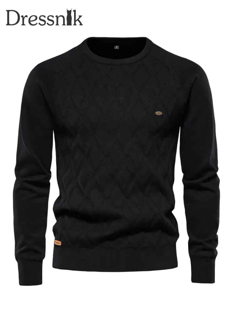 Herren lässig einfarbig gestrickter Pullover Schwarz / S