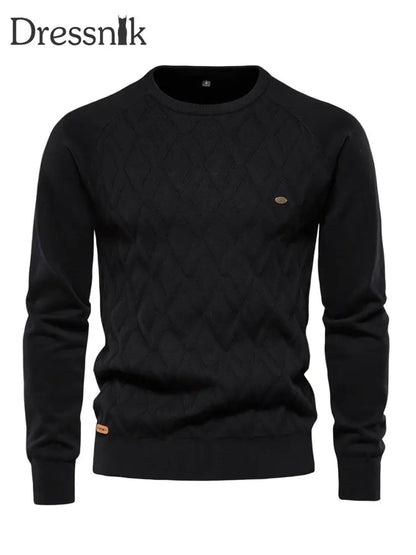 Herren lässig einfarbig gestrickter Pullover Schwarz / S