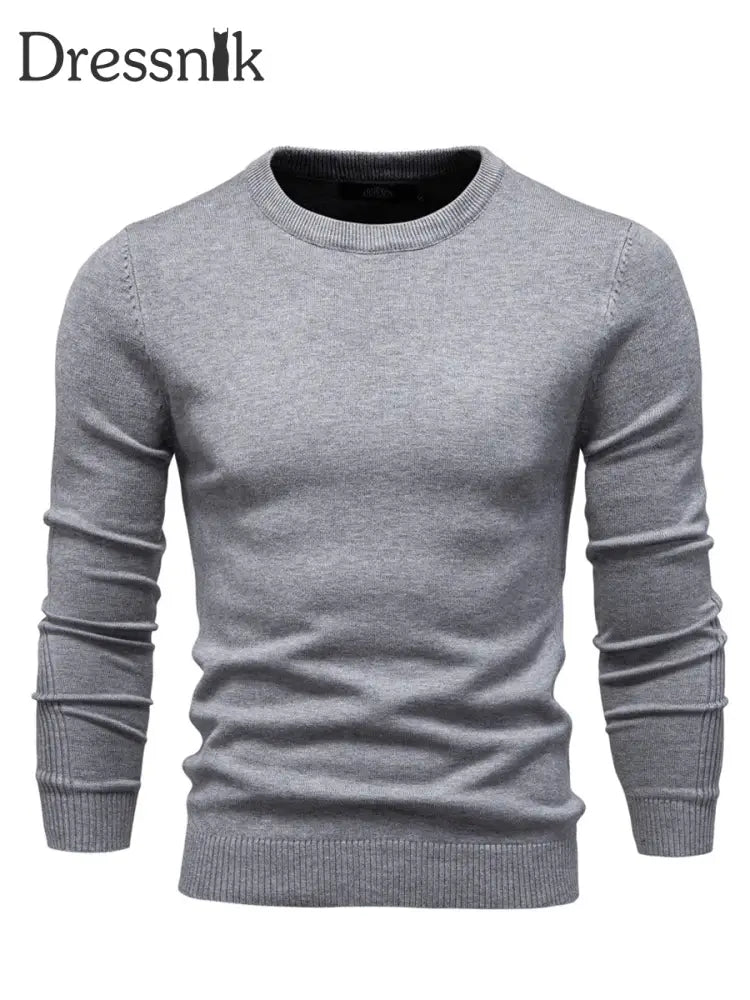 Herren lässig einfarbig Strick pullover mit Rundhals ausschnitt