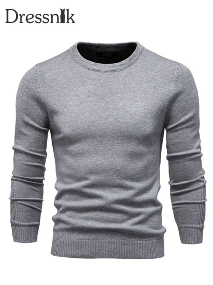 Herren lässig einfarbig Strick pullover mit Rundhals ausschnitt