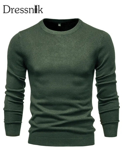 Herren lässig einfarbig Strick pullover mit Rundhals ausschnitt Armee grün / S