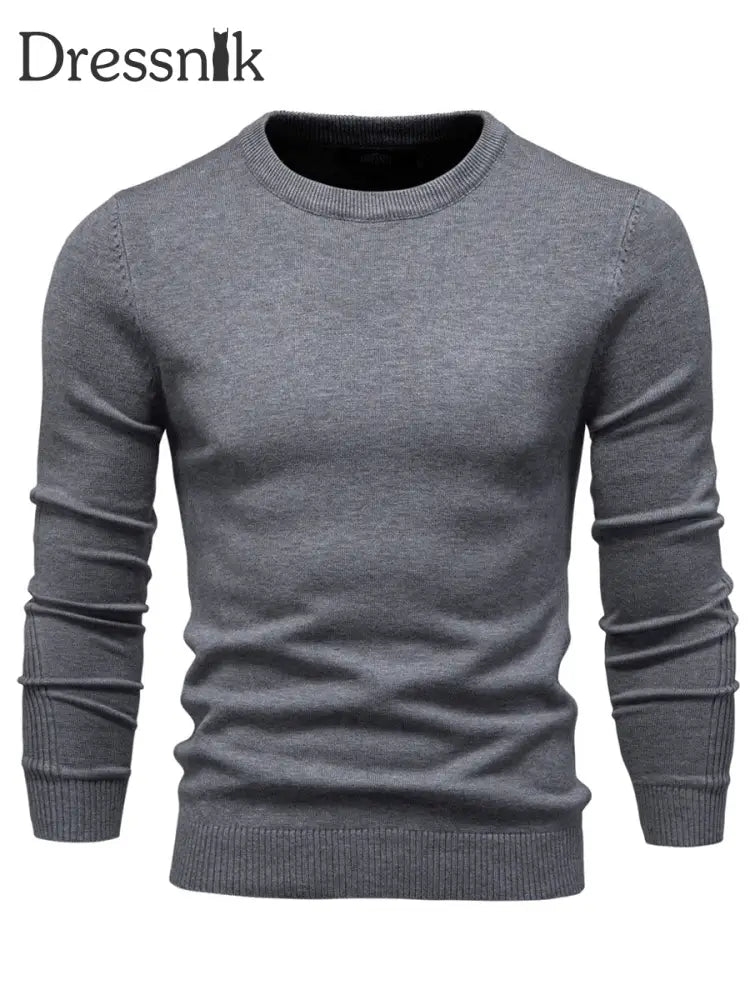 Herren lässig einfarbig Strick pullover mit Rundhals ausschnitt Dunkelgrau / S