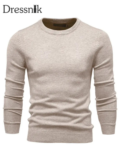 Herren lässig einfarbig Strick pullover mit Rundhals ausschnitt Khaki / S