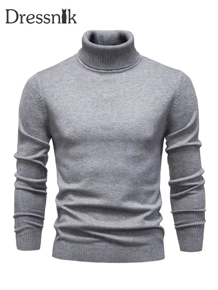 Herren Lässiger einfarbiger Roll kragen Strick pullover