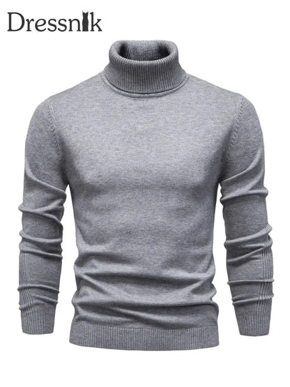 Herren Lässiger einfarbiger Roll kragen Strick pullover