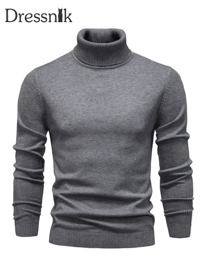Herren Lässiger einfarbiger Roll kragen Strick pullover Dunkelgrau / S