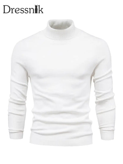 Herren Lässiger einfarbiger Roll kragen Strick pullover Weiß / S