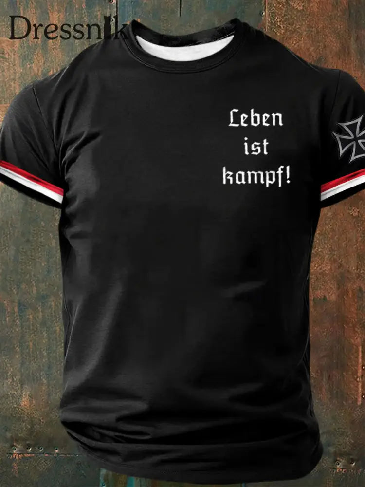Herren Leben ist Kampf bedrucktes Kurzarm-T-Shirt