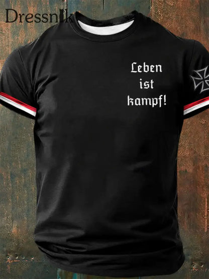 Herren Leben ist Kampf bedrucktes Kurzarm-T-Shirt