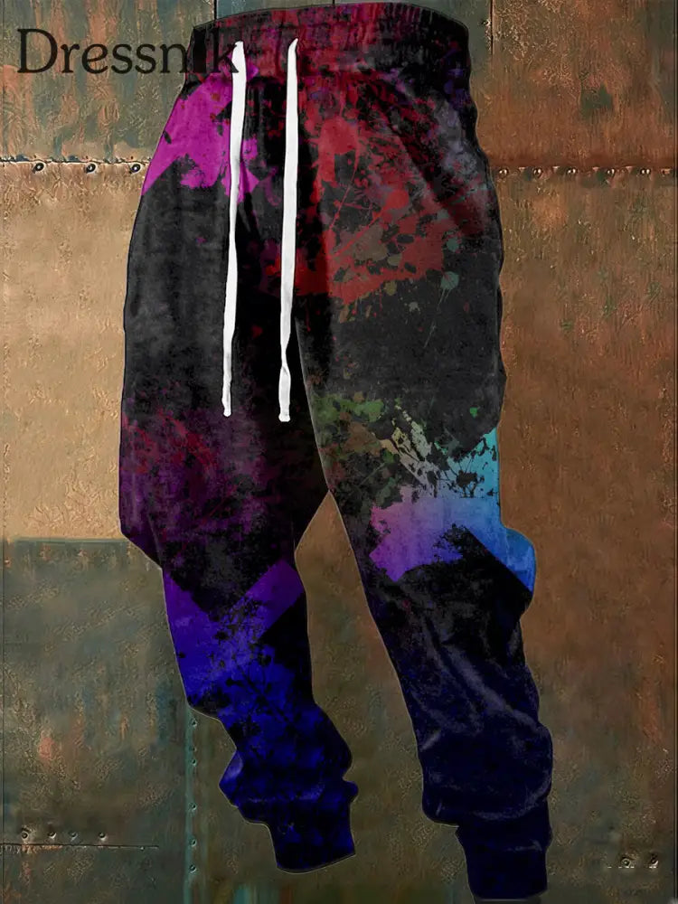 Herren Lebendige Multi color Abstrakte Splatter Jogging hose mehrfarbig / S