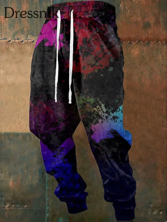 Herren Lebendige Multi color Abstrakte Splatter Jogging hose mehrfarbig / S