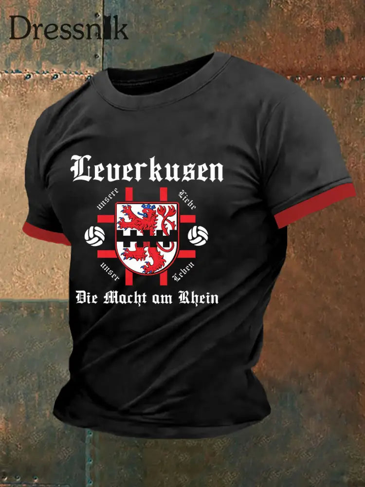 Herren Leverkusen Kurzarm-T-Shirt Schwarz / S