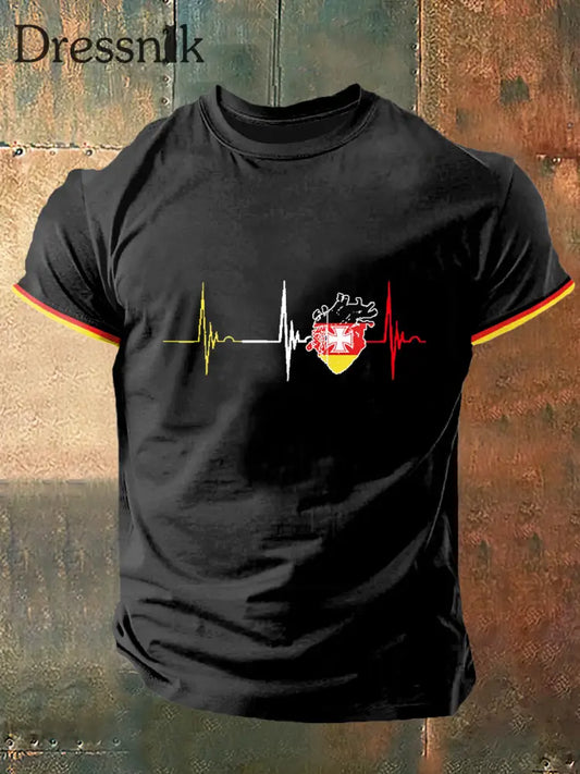 Herren Liebe Deutschland Print Vintage Mode Kurzarm T-Shirt Schwarz / S