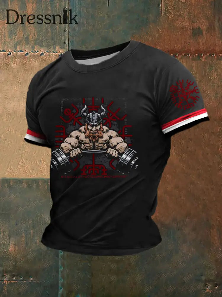 Herren lift wie ein Wikinger bedrucktes Kurzarm-T-Shirt Schwarz / S