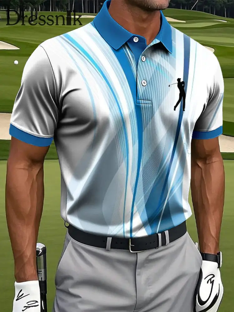 Herren-Line-Kunstdruck-lässiges tägliches Business-Polo-Shirt bunt / S