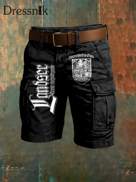 Herren Londser Kunstdruck Overalls Shorts Schwarz / S