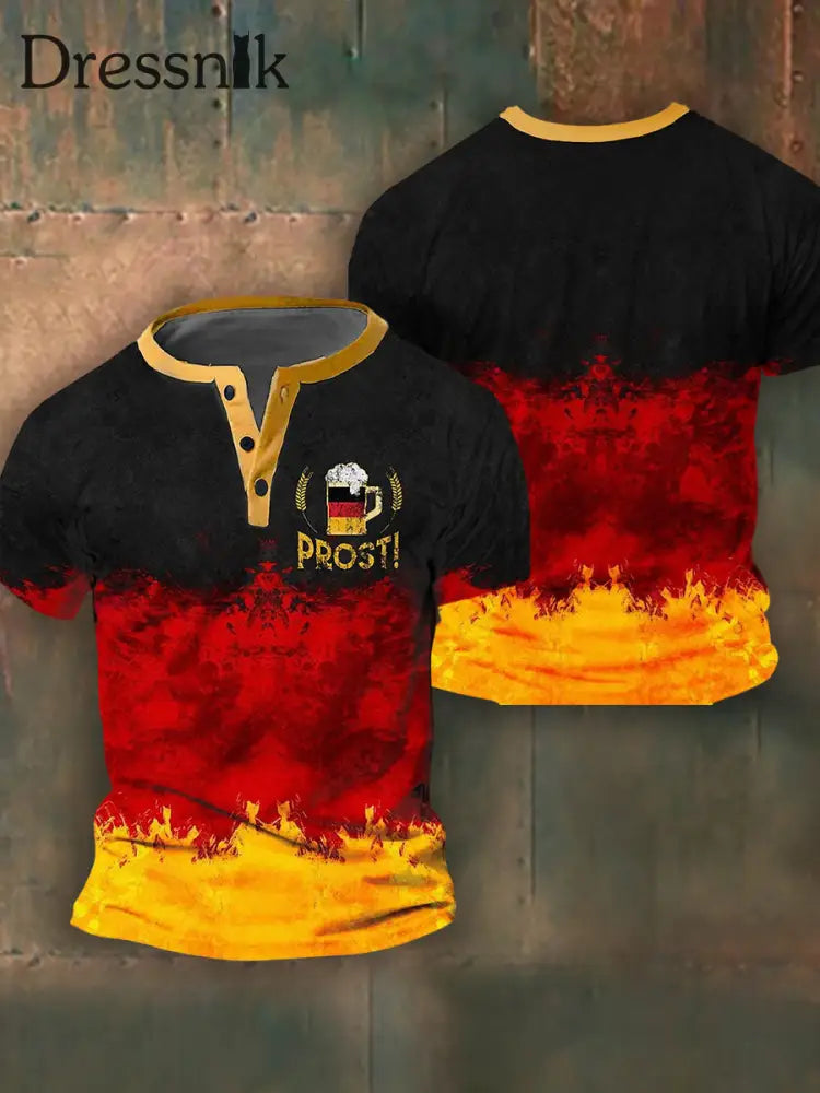 Herren Loses Basic V-Ausschnitt bedrucktes Kurzarm-T-Shirt als bild / S