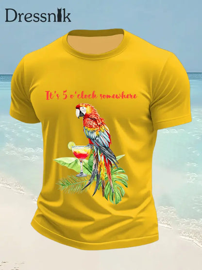 Herren lustig es ist 5 Uhr Irgendwo bedrucktes Kurzarm-T-Shirt Gelb / S