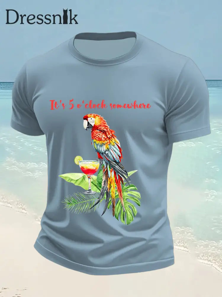 Herren lustig es ist 5 Uhr Irgendwo bedrucktes Kurzarm-T-Shirt Himmelblau / S